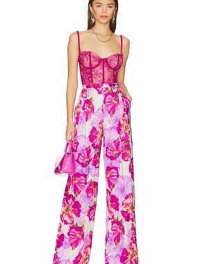 Katie May Fuchsia Floral Wide-Leg Jumpsuit